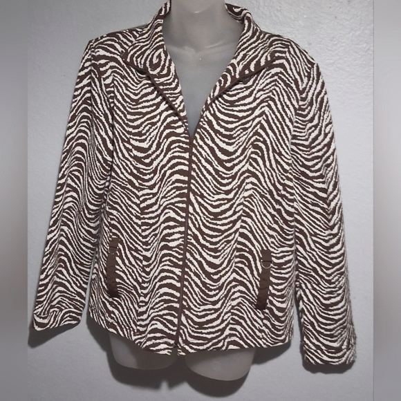RAFAEL Elegant Brown and White Zebra Print Suit Jacket - Picture 1 of 6